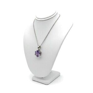 Rose de France Amethyst Hexagon Pendant Necklace Platinum Over Sterling Silver